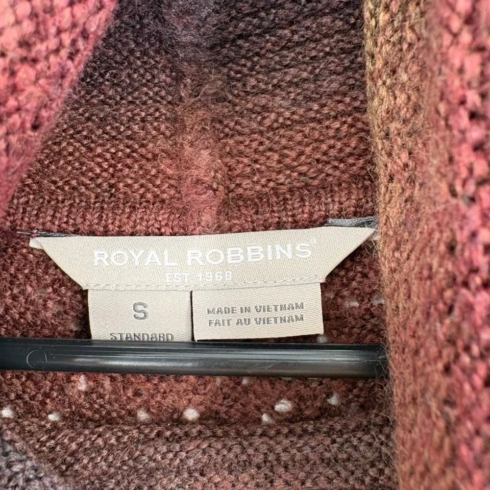 Royal‎ Robbins Ombre Burgundy Open Knit Cowl Neck Sweater Size S